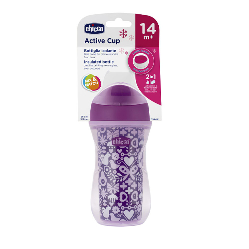 Chicco Чашка-поильник Active Cup (носик ободок) 14+, 266 мл 