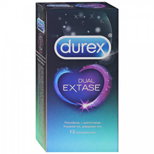 Durex Презервативы Dual Extase с анестетиком рельефные №12 D