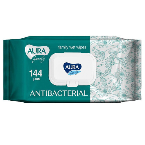 Aura Влажные салфетки с антибактериальным эффектом Family bi