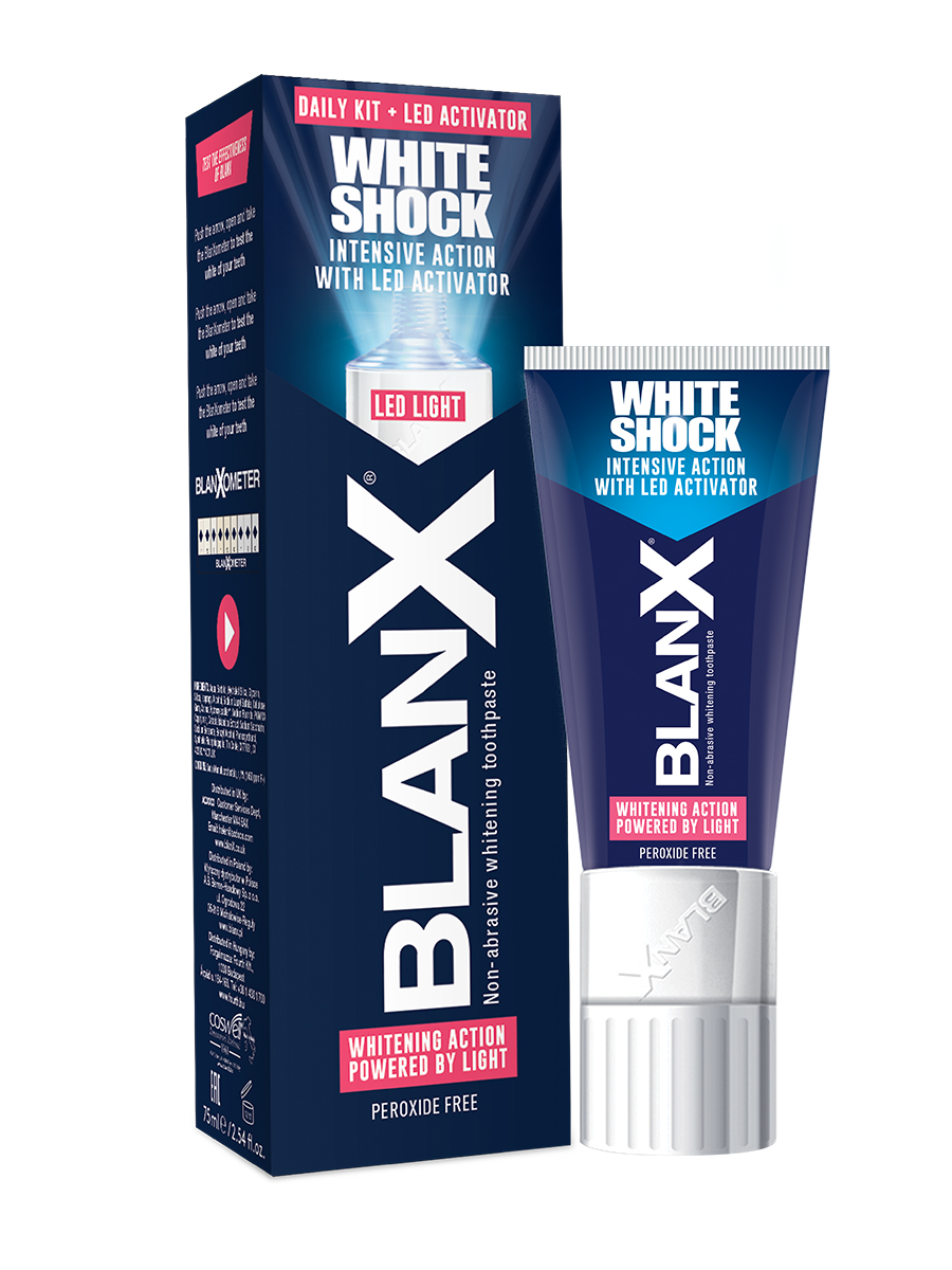 Blanx Зубная паста отбеливающая Вайт шок со светдиодным акти