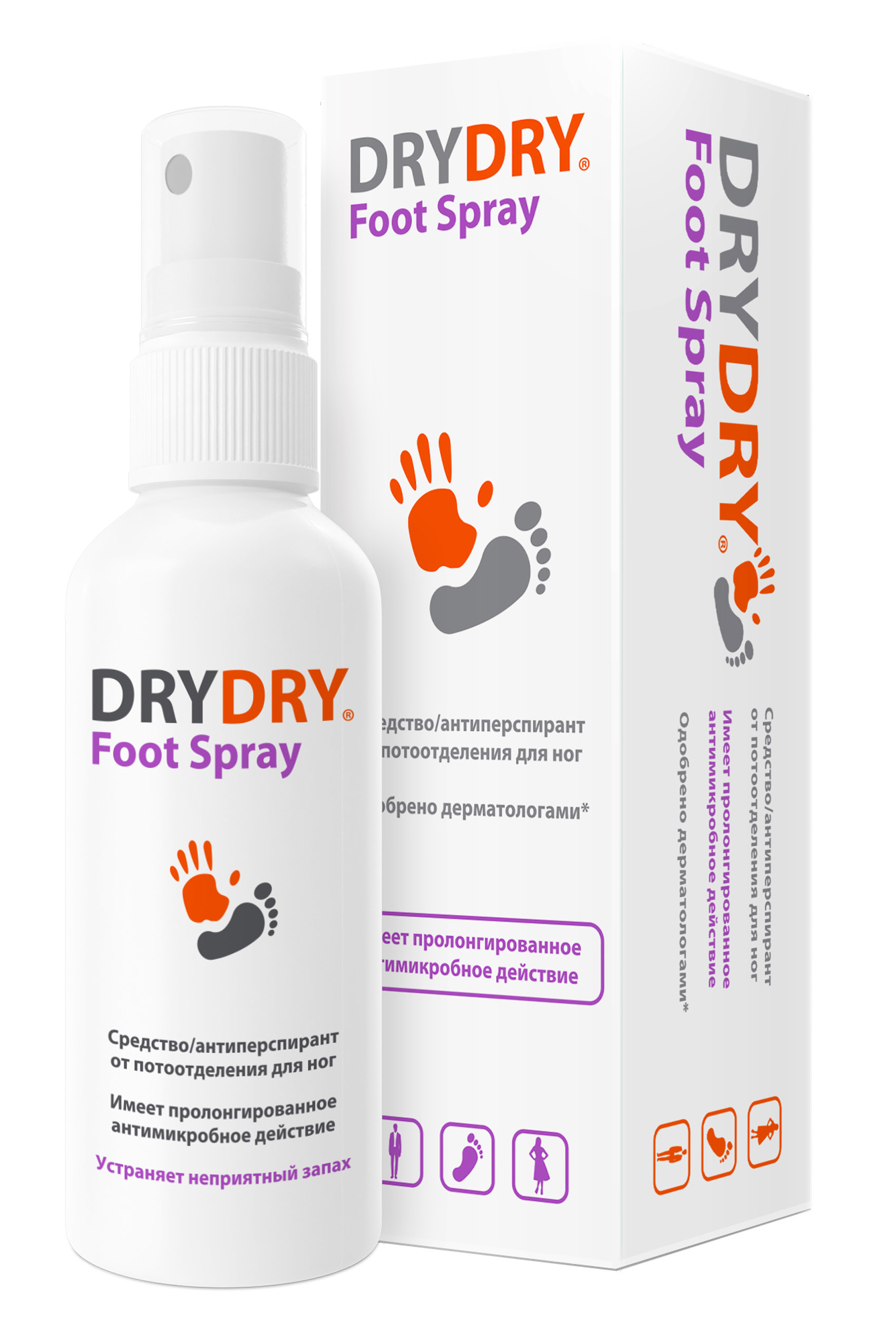 Dry Dry Средство от потовыделения ног Фут Спрей, 100 мл (Dry