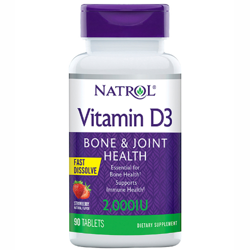 Natrol Витамин D3 быстрорастворимый со вкусом клубники 2000,