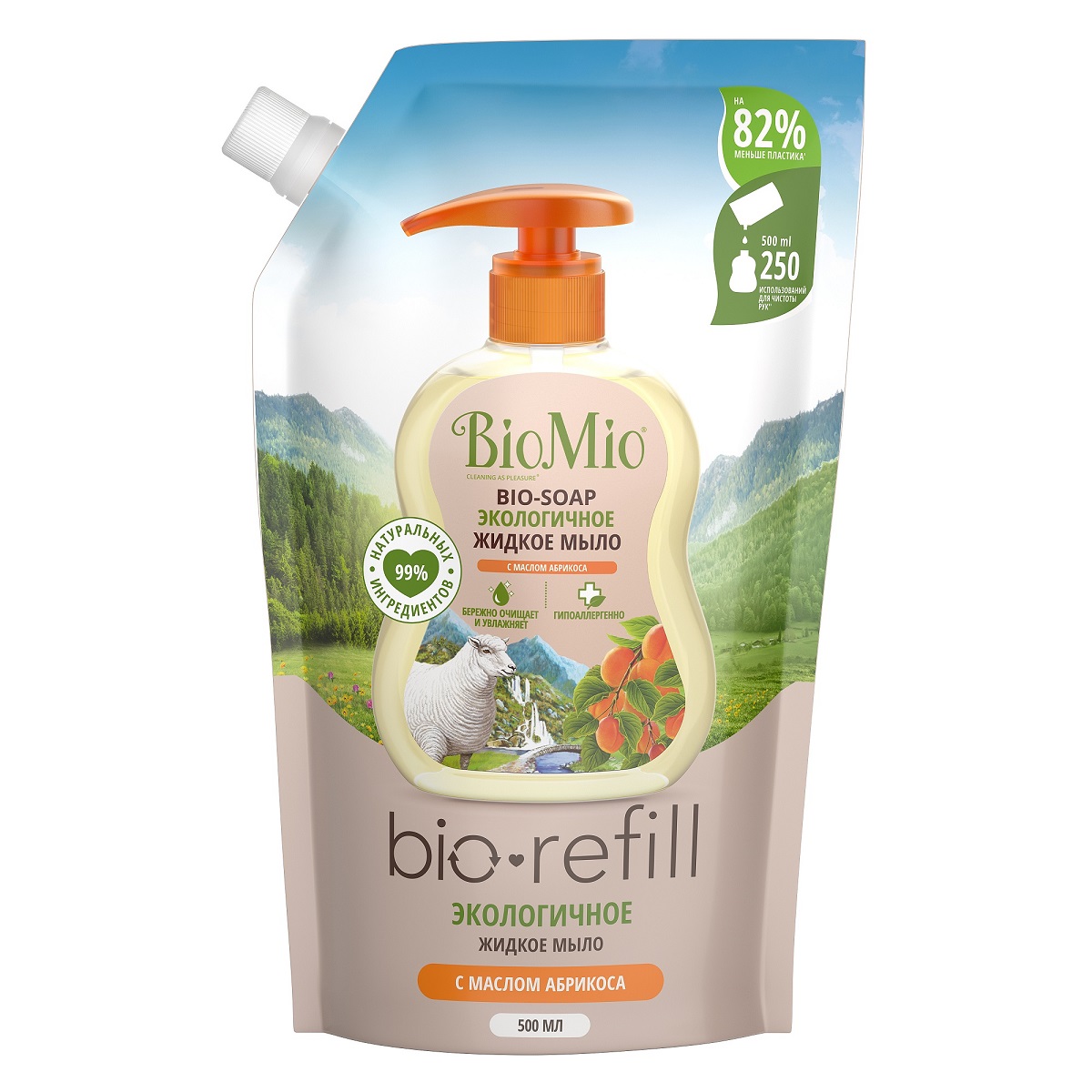 BioMio Экологичное жидкое мыло с маслом абрикоса (сменный бл