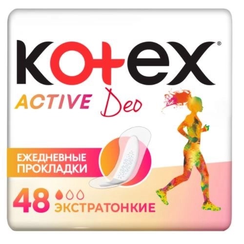 Kotex Ежедневные экстратонкие прокладки Active Deo, 48 шт (K
