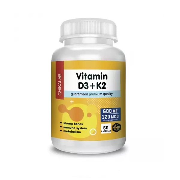 Chikalab Комплексная пищевая добавка Витамин D3+К2, 60 кап