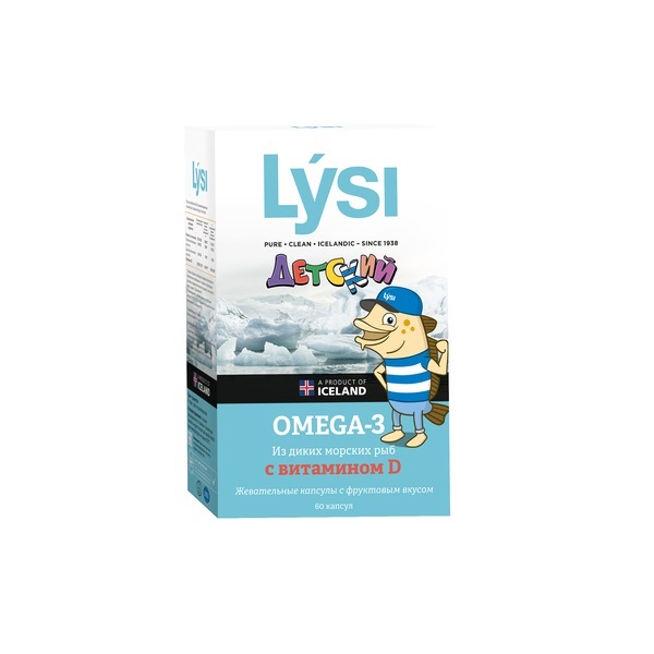 Lysi Детский комплекс омега-3 с витамином Д, 60 жевательных 