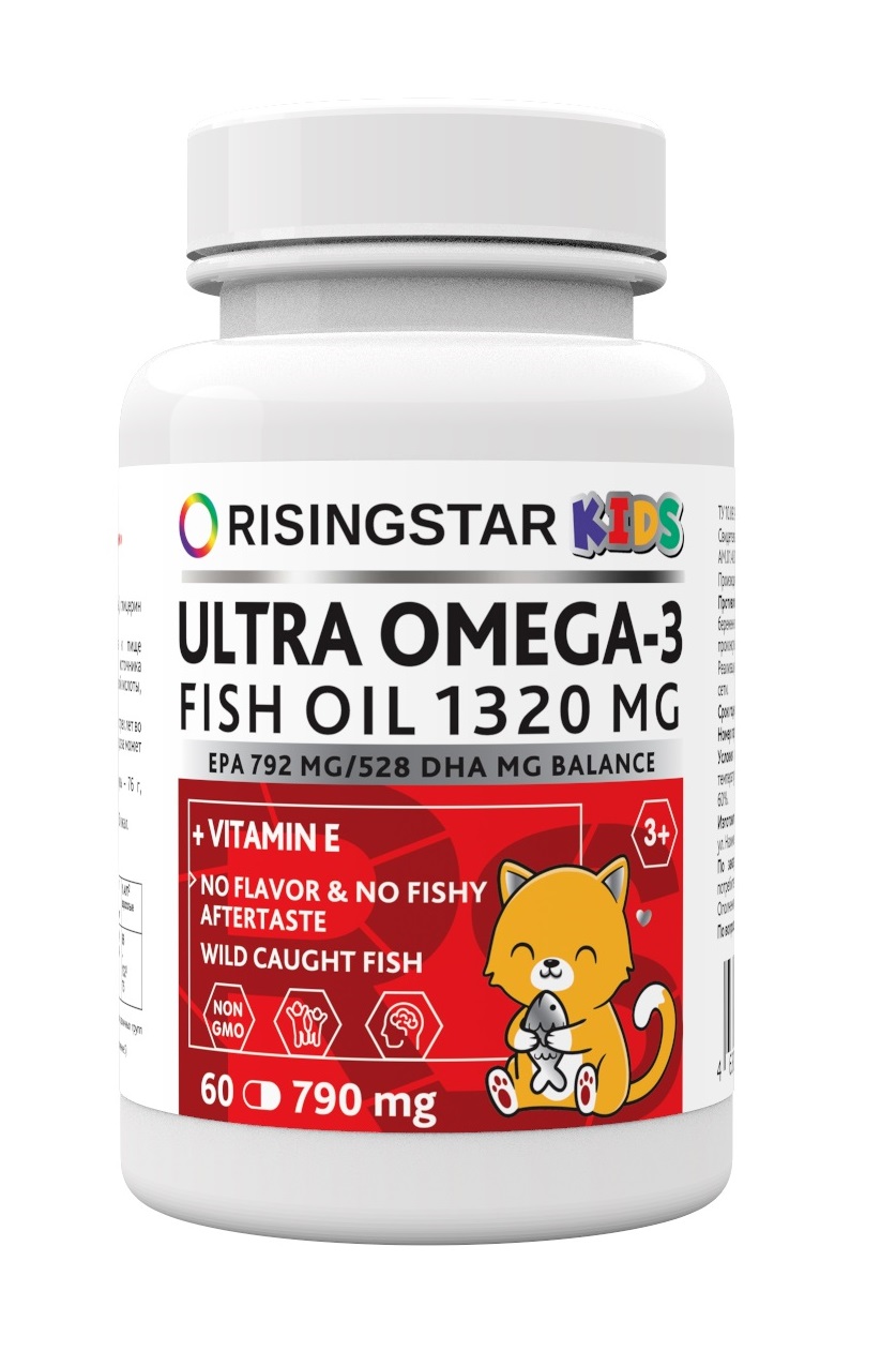 RISINGSTAR Омега-3 жирные кислоты для детей 3+ 790 мг, 60 ка