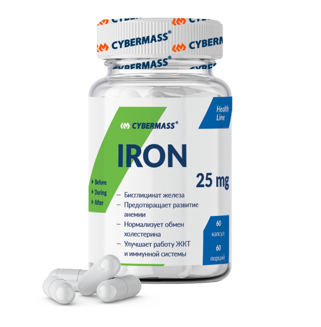 CyberMass Пищевая добавка Iron 25 мг, 60 капсул (CyberMass, 