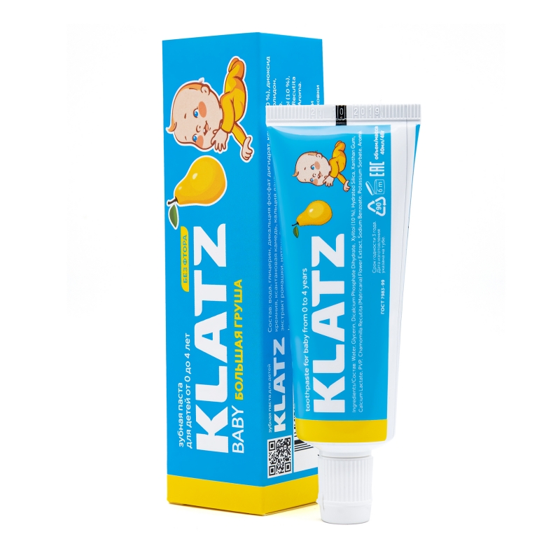 Klatz Зубная паста от 0 до 4 лет Большая груша без фтора, 