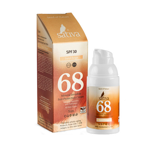 Sativa Крем солнцезащитный с тонирующим эффектом № 68 Sand 