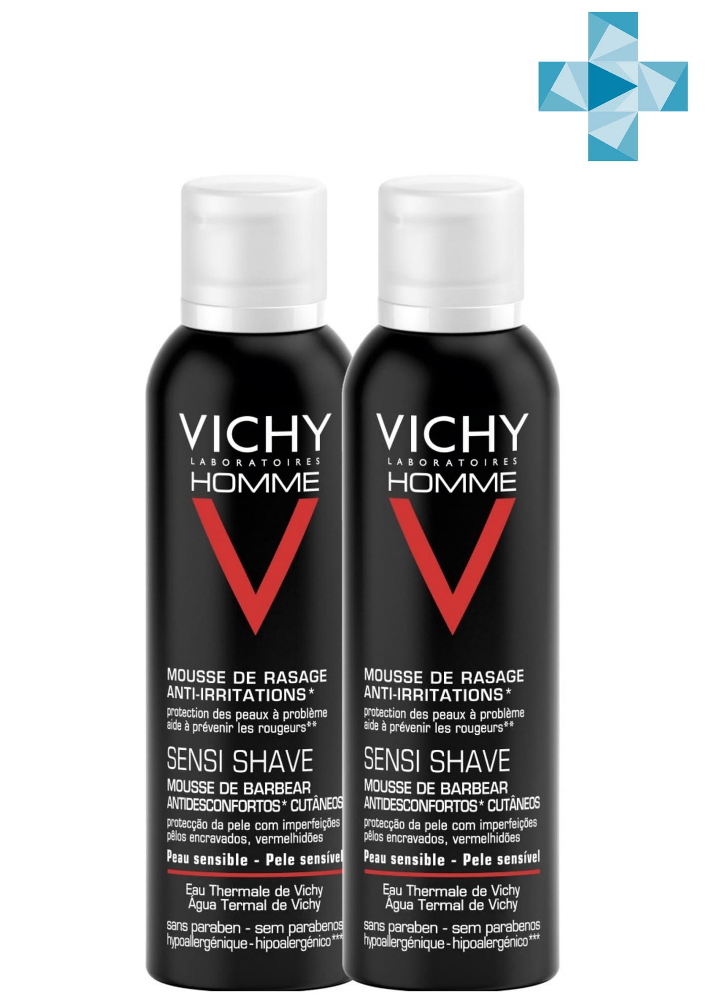 Vichy Комплект Пена для бритья для чувствительной кожи, скло