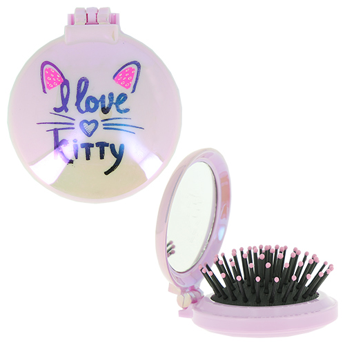 Расческа для волос LADY PINK FUN с зеркалом розовая