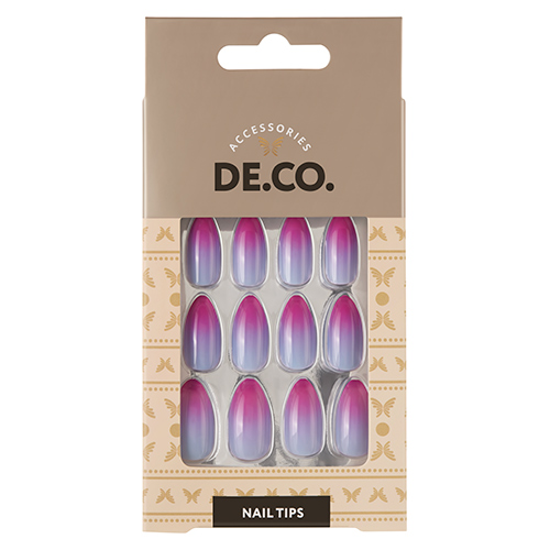 Набор накладных ногтей DE.CO. OMBRE pink-blue 24 шт + клеевы