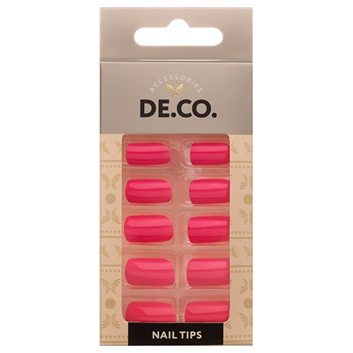 Набор накладных ногтей DE.CO. bright pink 24 шт + клеевые ст