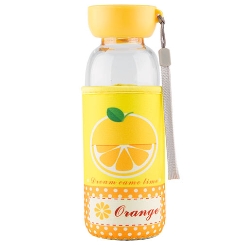 Бутылка для воды FUN в чехле с фруктами Лимон 380 мл
