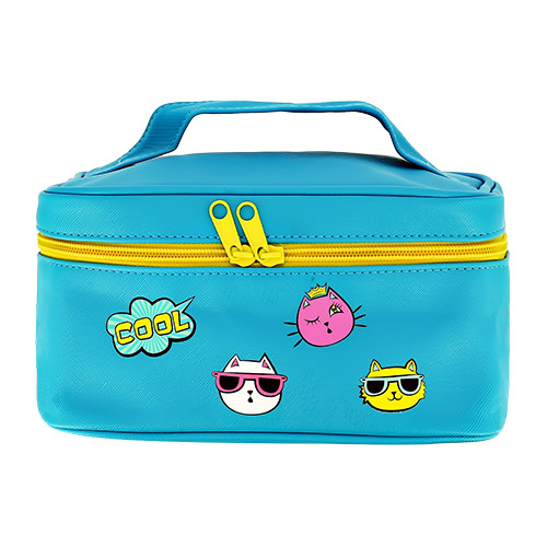 Косметичка-чемоданчик для путешествий LADY PINK неон голубой