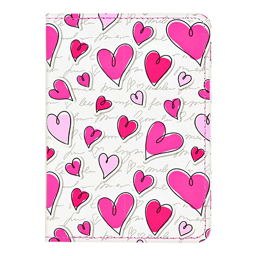 Обложка для паспорта LADY PINK hearts pink