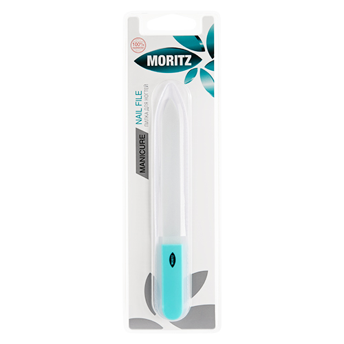 Пилка для ногтей MORITZ стеклянная с силиконовой ручкой 14 с