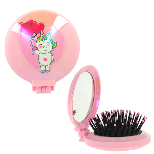 Расческа для волос MISS PINKY UNICORN с зеркалом розовая
