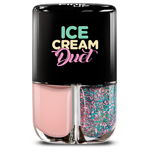 Набор лаков для ногтей PINK UP ICE CREAM DUET тон 01 2x4 мл
