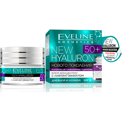 Дневной и ночной крем для лица EVELINE NEW HYALURON 50+ с эф