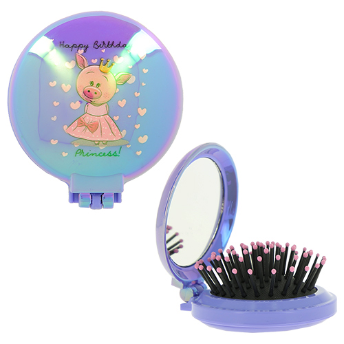 Расческа для волос MISS PINKY FUNNY PIG с зеркалом фиолетова