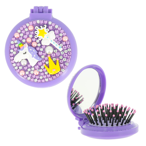 Расческа для волос  с зеркалом MISS PINKY UNICORN фиолетовая