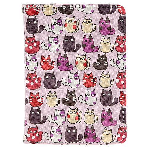 Обложка для паспорта LADY PINK цветные кошки