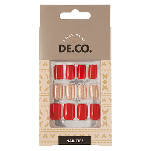 Набор накладных ногтей DE.CO. OMBRE red gold 24 шт + клеевые