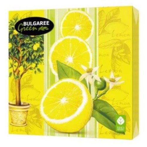 Салфетки бумажные BULGAREE GREEN трехслойные Лимон 20 шт