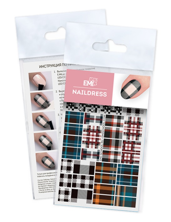E.MI Декор для ногтей №61 Тартан / Naildress Slider Design