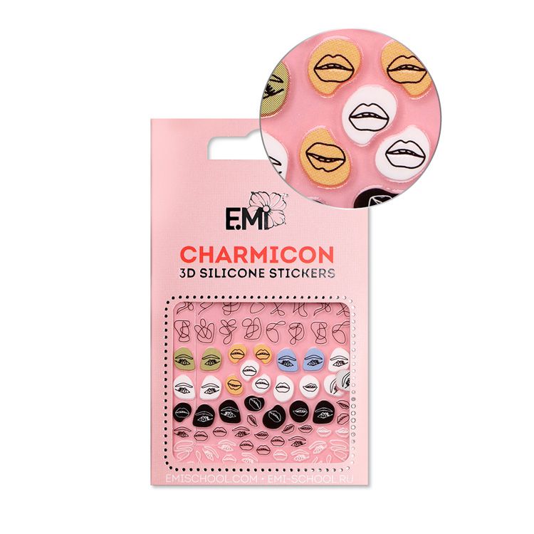 E.MI Декор для ногтей №125 Губы и глаза / Charmicon 3D Silic