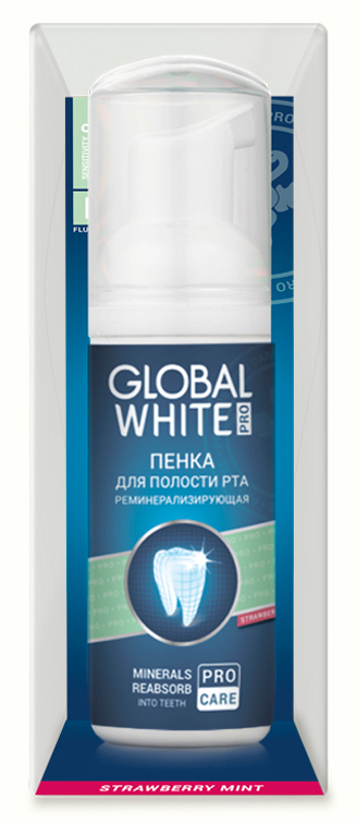 GLOBAL WHITE Пенка укрепляющая для зубов, земляника / Total 