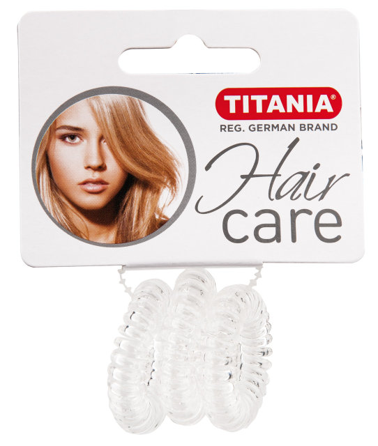 TITANIA Резинки для волос, прозрачные пружина 2,5 см 3 шт/уп