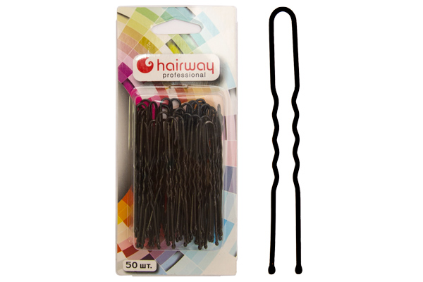 HAIRWAY Шпильки Hairway 65мм черные волнистые 50шт/уп