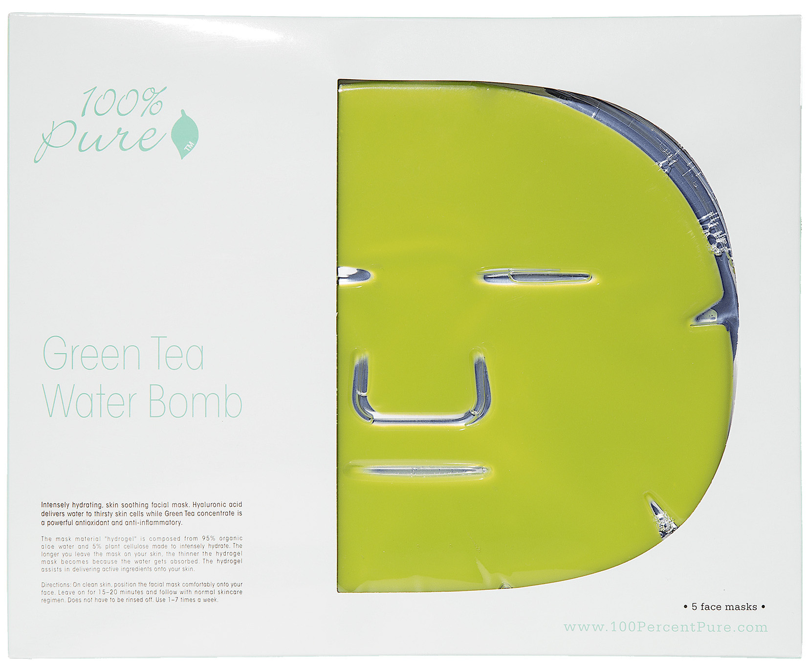 100% PURE Маска восстанавливающая для лица Зеленый чай 5*60 