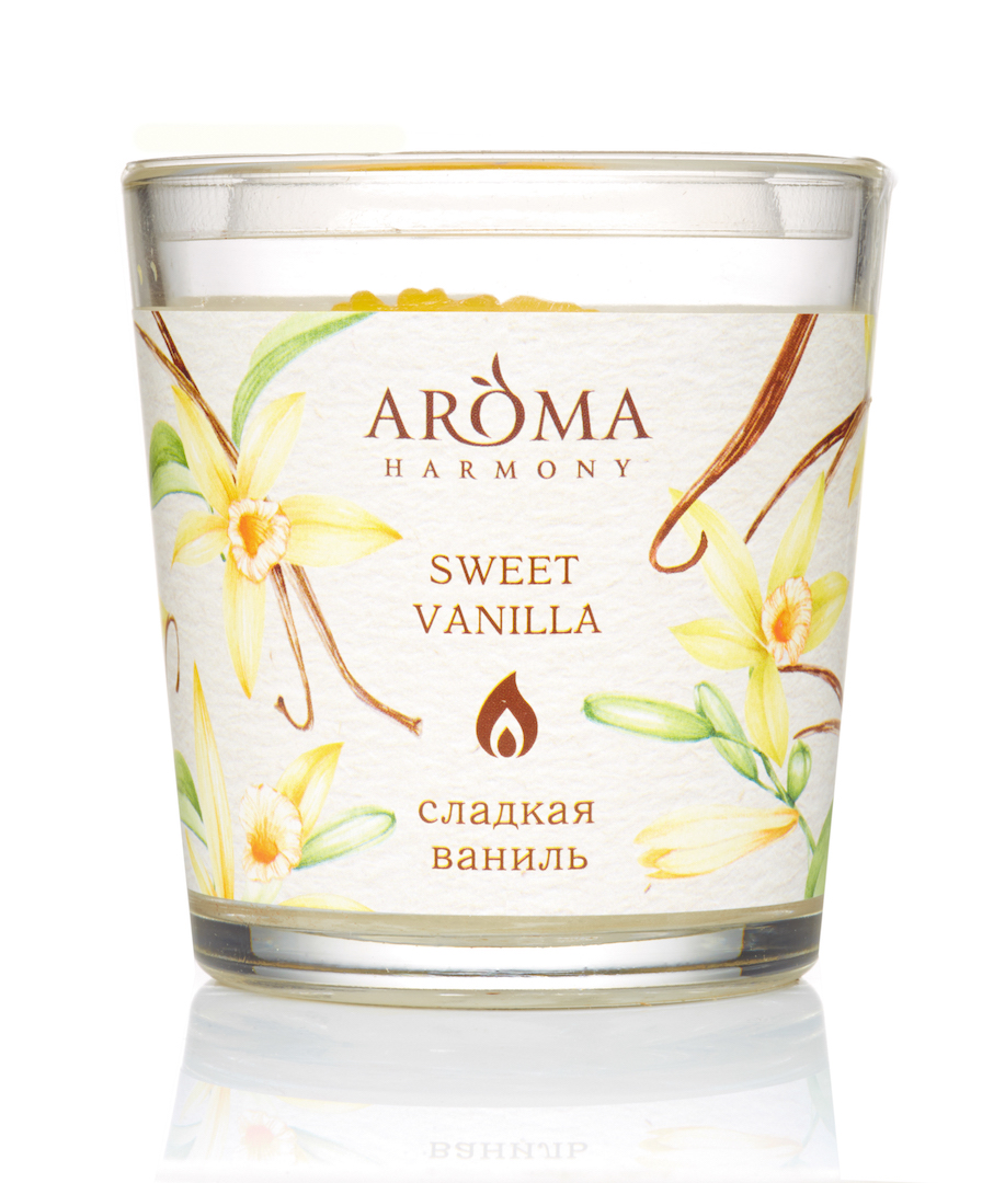 AROMA HARMONY Свеча ароматическая Сладкая ваниль 160 г