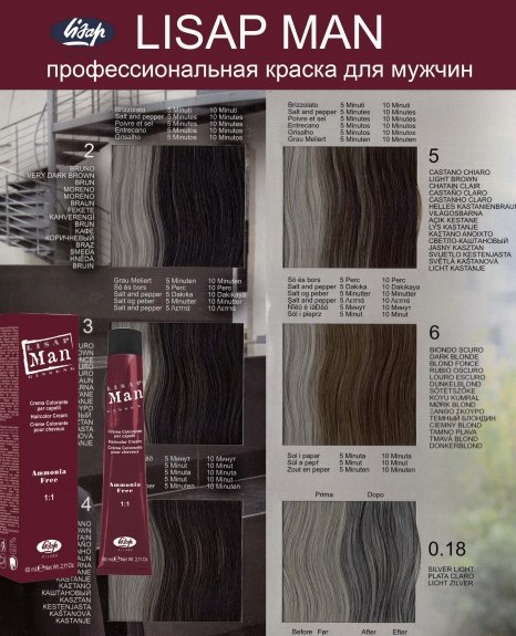 LISAP MILANO Палитра цветов / MAN COLOUR CHART