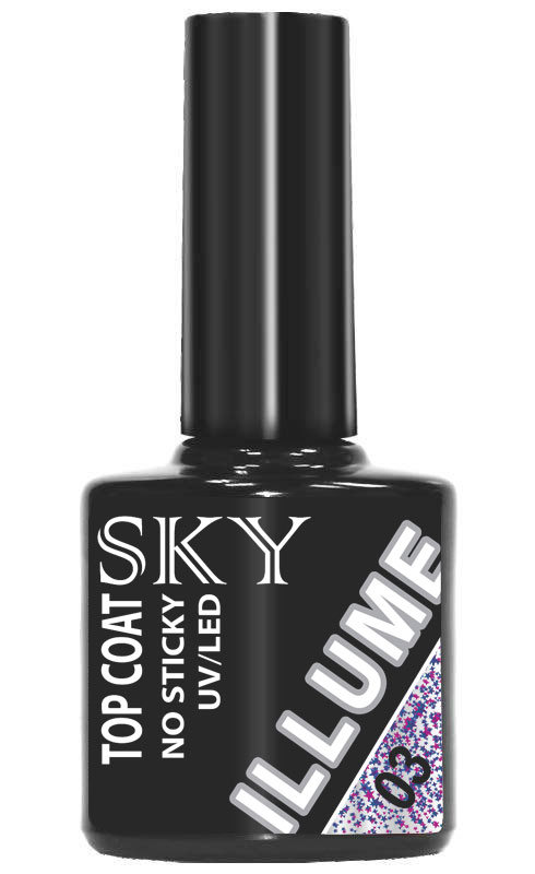 SKY Гель-топ растворимый №03, мульти эффект / Top Coat ILLUM