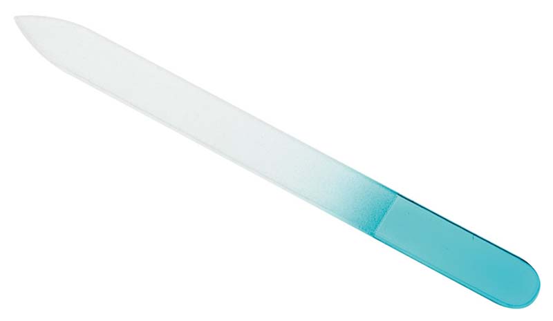 DEWAL BEAUTY Пилка для ногтей, стеклянная голубая 14 см