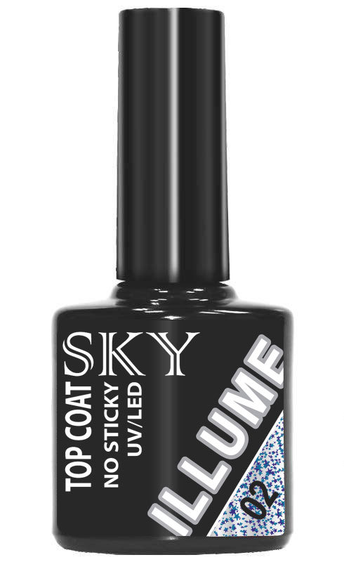 SKY Гель-топ растворимый №02, голубое мерцание / Top Coat IL