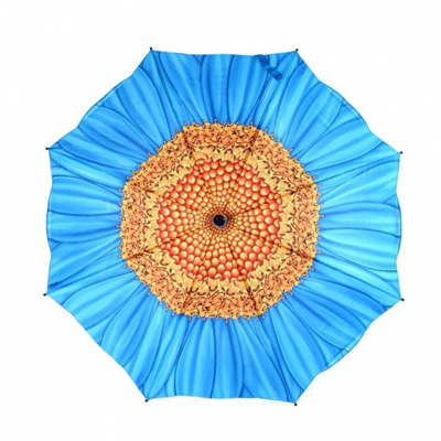 Складной зонт автомат цветок голубая маргаритка galleria