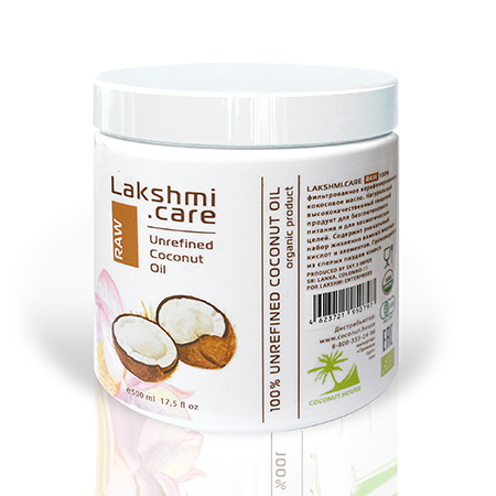 Кокосовое масло raw unrefined coconut oil, 500 мл lakshmi ca