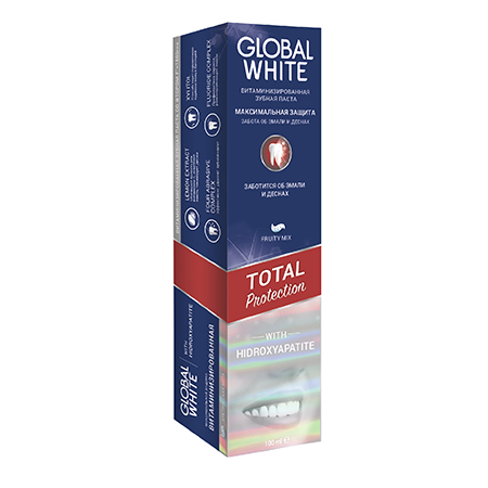 Укрепляющая зубная паста total protection 30 мл global white