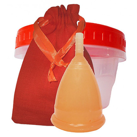 Оранжевая менструальная капа в контейнере (размер s) cuplee