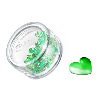 ruNail, дизайн для ногтей: сердечки из ткани 0399 (зеленый)