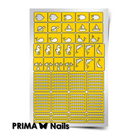 Prima Nails, Трафарет для дизайна ногтей, Морской микс-2