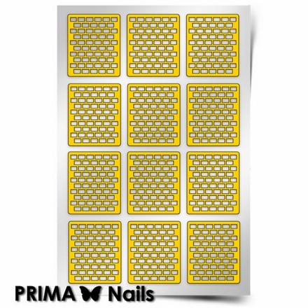 Prima Nails, Трафарет для дизайна ногтей, Принт "Кирпич