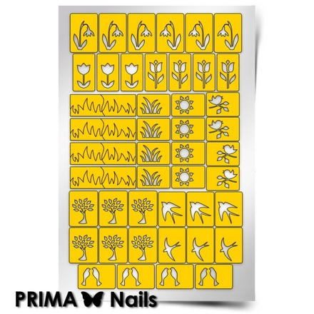 Prima Nails, Трафарет для дизайна ногтей, Принт Весна