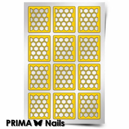 Prima Nails, Трафарет для дизайна ногтей, Принт "Пчелин